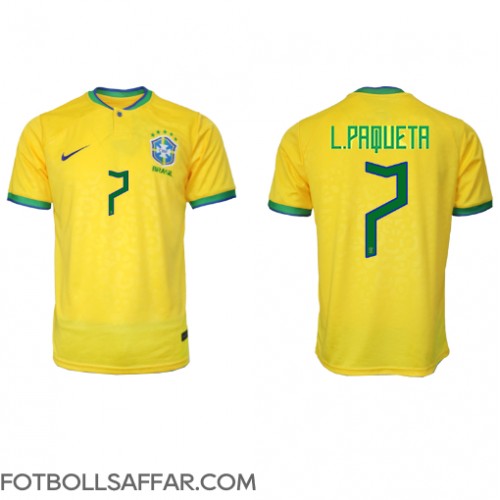 Brasilien Lucas Paqueta #7 Hemmatröja VM 2022 Kortärmad